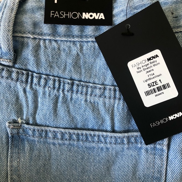 Non Stretch Mom Jeans - Light Blue Wash - Picture 2 of 5
